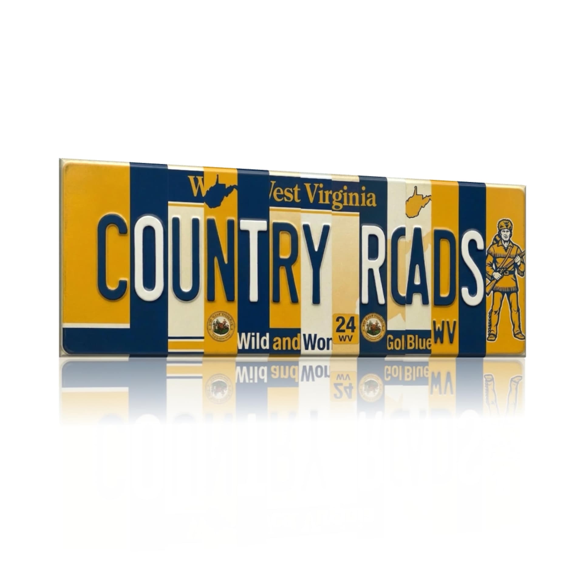 Country Roads aluminum wall sign