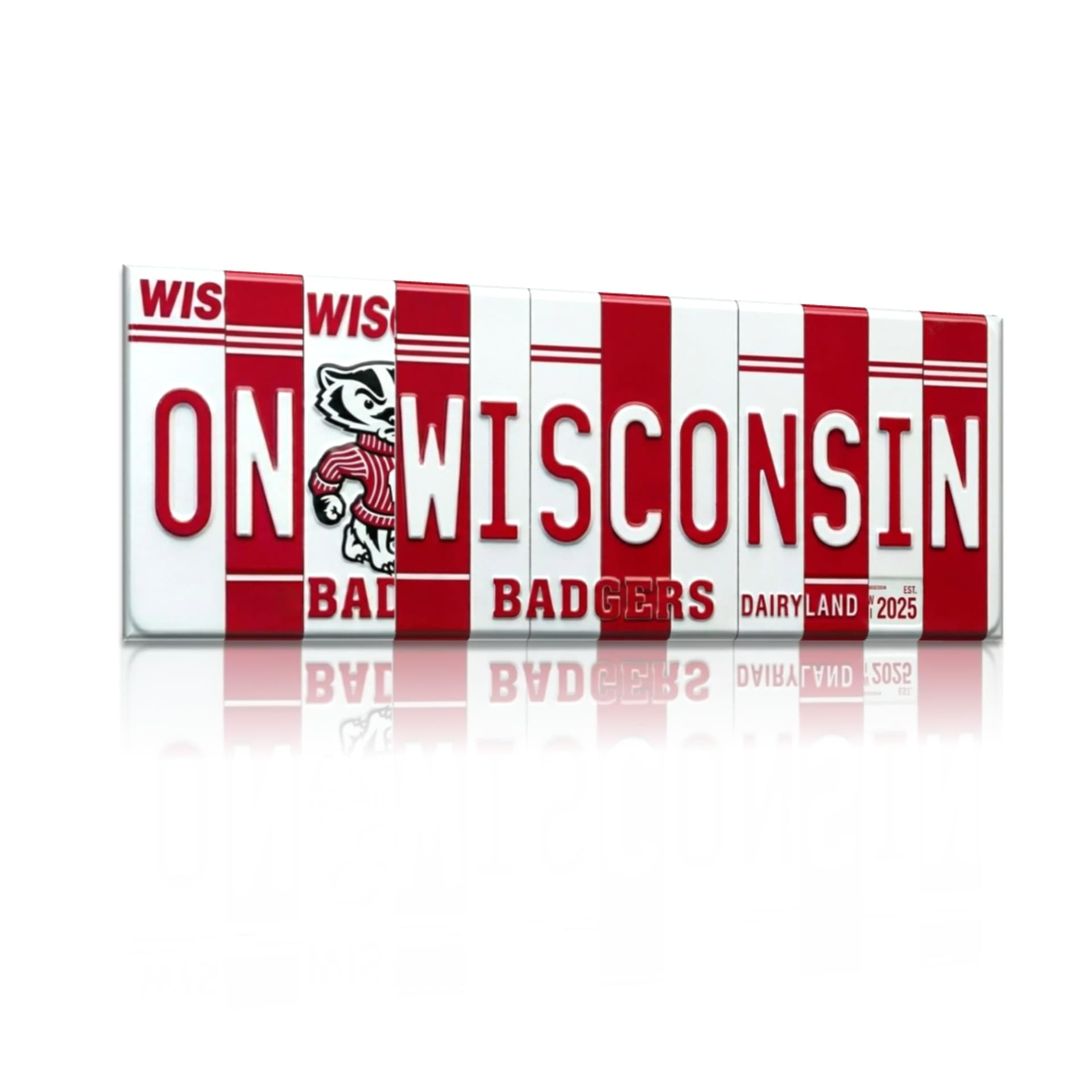On Wisconsin aluminum wall sign