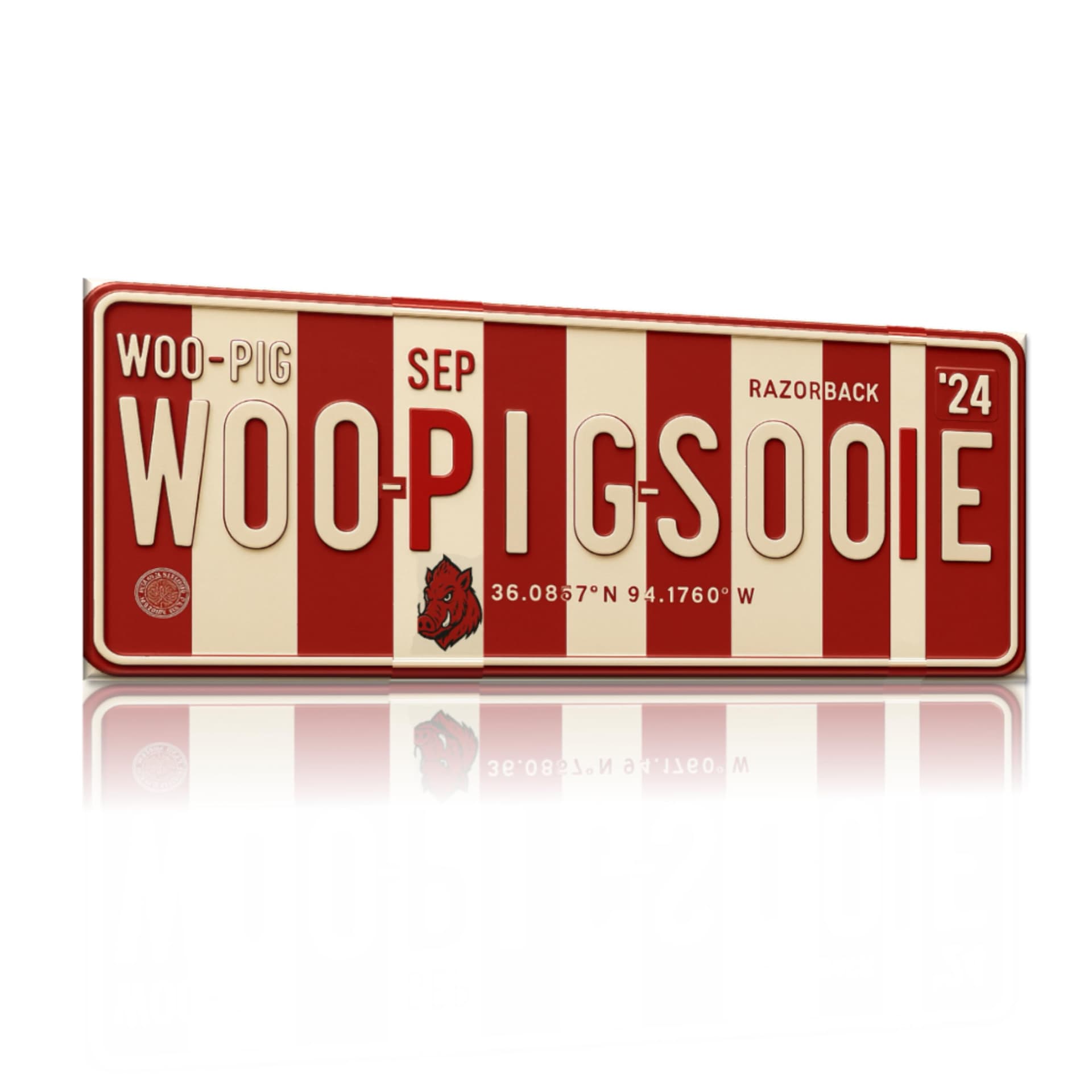 Woo Pig aluminum wall sign